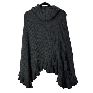 Boutique Livia B Gray Turtleneck Ruffle Hem Pullover Poncho Sweater OS